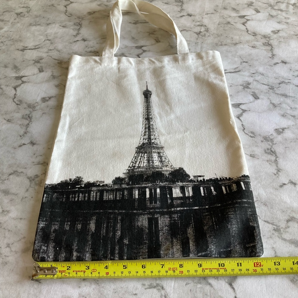 Tall tote with the Eiffel Tower Canvas Tote Bag NWOT - Picture 3 of 7